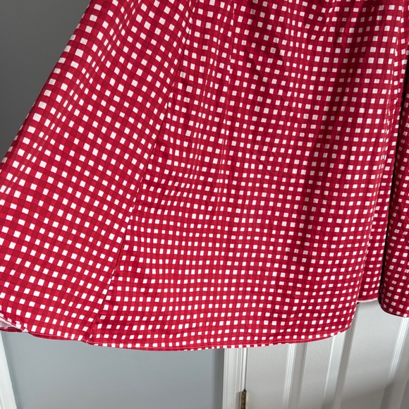 Anthropologie Hutch Drop Waist Red and White Gingham Plaid Midi Skirt 2X Flawed - Picture 3 of 10